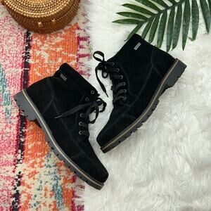 BearPaw Black Leather Lace Up Ankle Boots Booties Mens 10 Winter